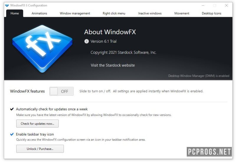 Stardock WindowFX 6.13 + ключ активации скачать бесплатно
