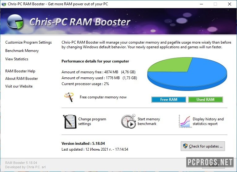 instal Chris-PC RAM Booster 7.09.25 free