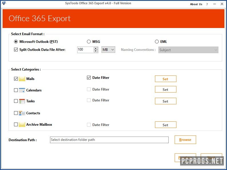Экспорт почты. Office 365. Outlook.Office 365 экспорт и импорт почты. Set электронный перенос. Destination select.