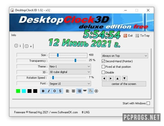 DesktopClock3D 1.92 download the last version for windows