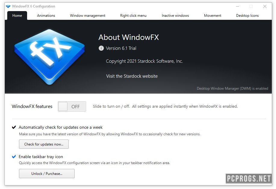 Stardock WindowFX 6.13 + ключ активации скачать бесплатно